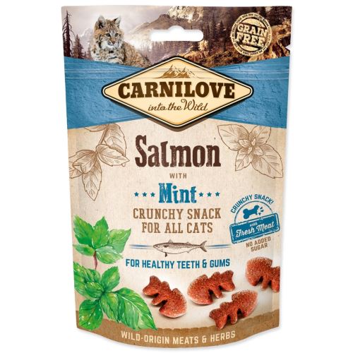 CARNILOVE Cat Crunchy Snack Lachs mit Minze mit Frischfleisch 50 g