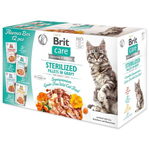 BRIT Care Cat Flavour Box Sterilisiertes Filet in Bratensoße 4 x 3 Stück 1020 g