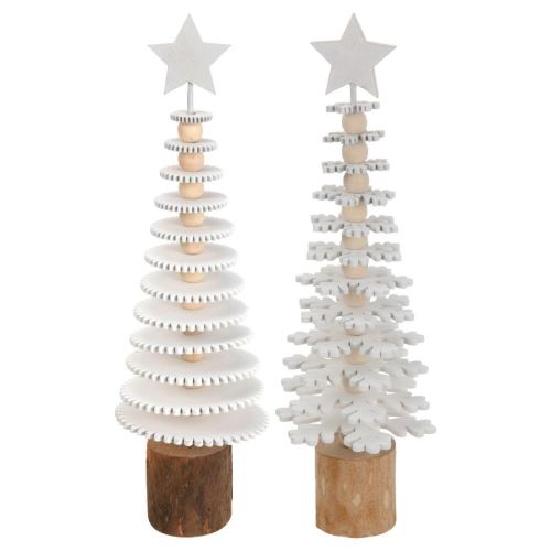 Deko-Weihnachtsbaum weiß/natur 25cm Motivmix