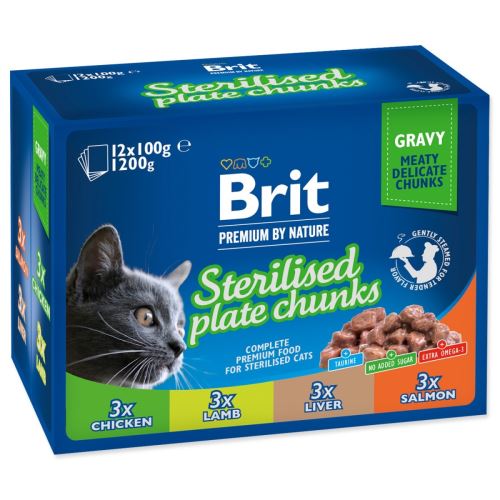 BRIT Premium by Nature für Katzen STERILISIERTE PLATTENKNAPSE 12x 100 g