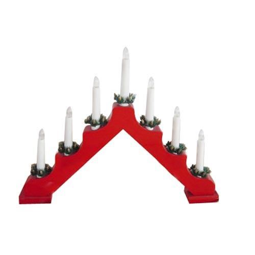 Weihnachtskerzenhalter aus Holz, elektrische 7 Kerzen, Farbe rot, Pyramide