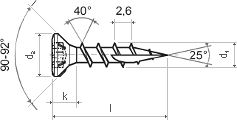 WINTECH® Holzbeschlagschraube MKE-D 4,0 x 40 ZB 6d TORX