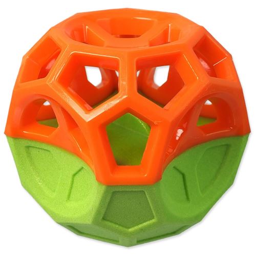 Spielzeug DOG FANTASY Ball mit geometrischen Formen pfeifend orange-grün 8,5 cm