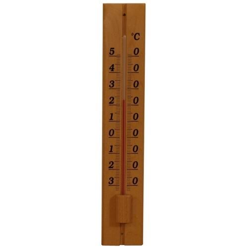 Außenthermometer D34 aus Holz 32cm hell
