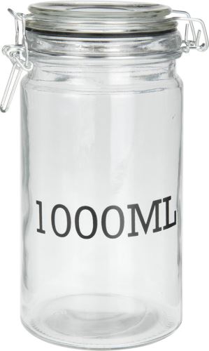 Hermetische Dose 1000ml Glas mit Schnappverschluss, bedruckt