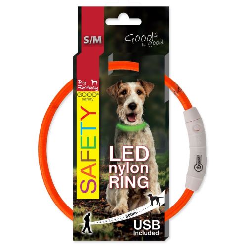 Halsband DOG FANTASY LED nylon orange S-M 1 Stück
