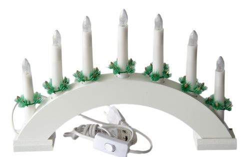 Weihnachtskerzenhalter, elektrisch, 7 Kerzen, Farbe weiß, Bogen