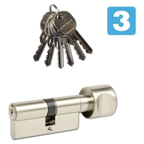 Zylindereinsatz 30+35 mit Knopf 6 Schlüssel Ni, 3. Sicherheitsklasse RICHTER