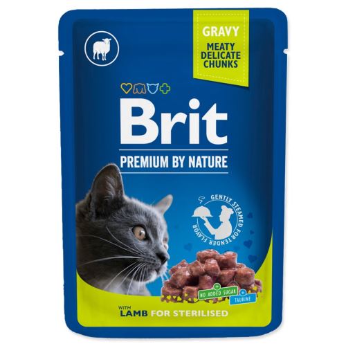 BRIT Premium Chunks mit Lamm in Soße für sterilisierte Katzen 100 g