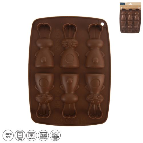 Schokoladenform Hasen 6Stück 24x18x2cm Silikon braun