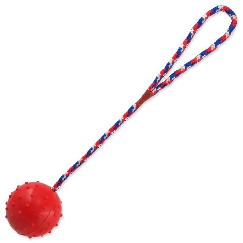 Ball DOG FANTASY Gummi mit Seil Farbenmix 30 cm