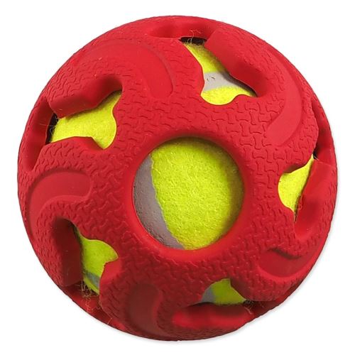 Ball DOG FANTASY Gummi mit Tennisball rot 7,5 cm