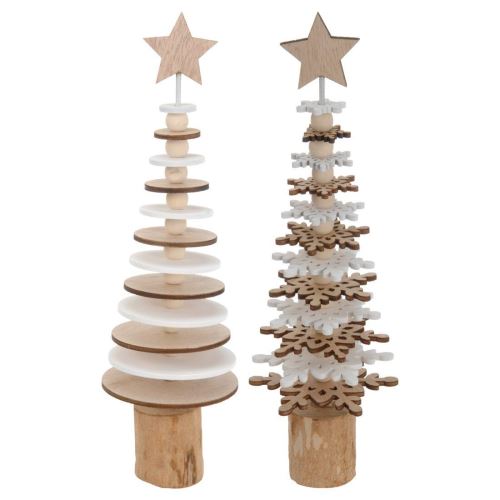 Deko-Weihnachtsbaum weiß/natur 25cm Motivmix