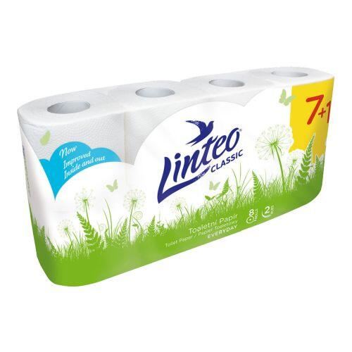 Toilettenpapier LINTEO 2-lagig Weiß (7+1 Stück)