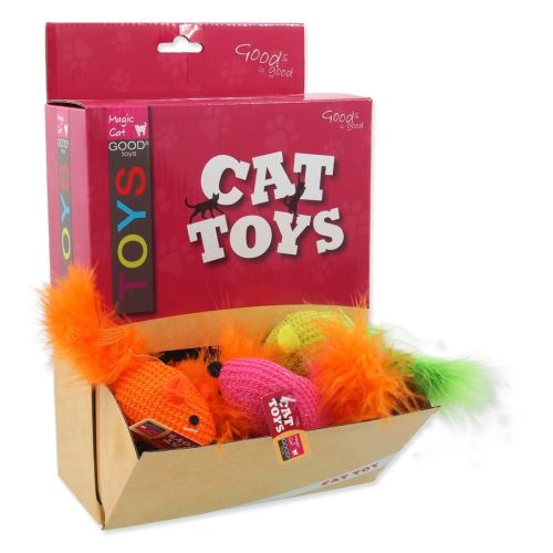 Display Toys MAGIC CAT Baumwollmaus mit Katzenminze und Federn 6 cm 40 Stück