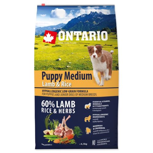 Ontario Puppy Medium Lamm & Reis 6,5kg