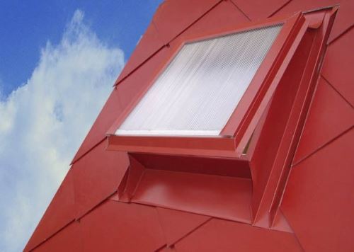 Dachgaube verzinkt mit Makrolon, 600 x 600, rot
