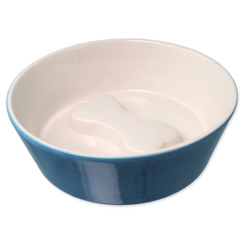 DOG FANTASY Keramikschüssel blau-weißer Knochen 18 x 6 cm 650 ml