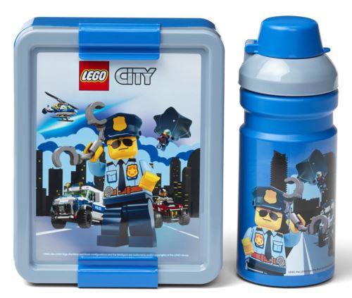 Snackbox 20x17,3x7,1cm + Flasche 390ml,PP+ Silikon LEGO CITY Set 2 Stück