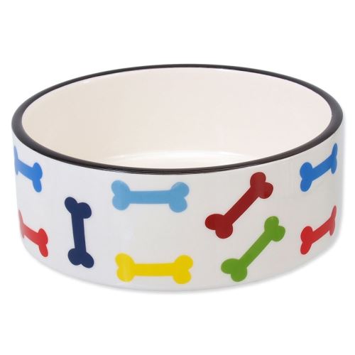 DOG FANTASY Keramikschüssel Keramikdruck farbig knochenweiß 15,5 cm 0.79 l