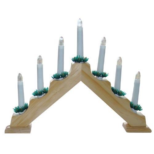 Weihnachtsleuchter aus Holz, elektrische 7 Kerzen, Pyramide