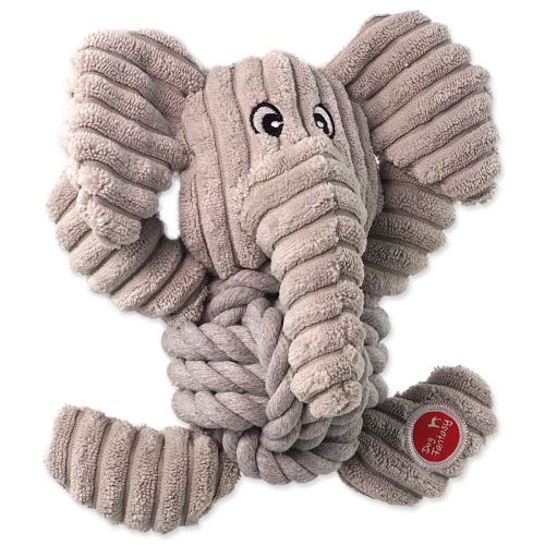 Spielzeug DOG FANTASY Safari-Elefant mit Knoten pfeifend 18 cm