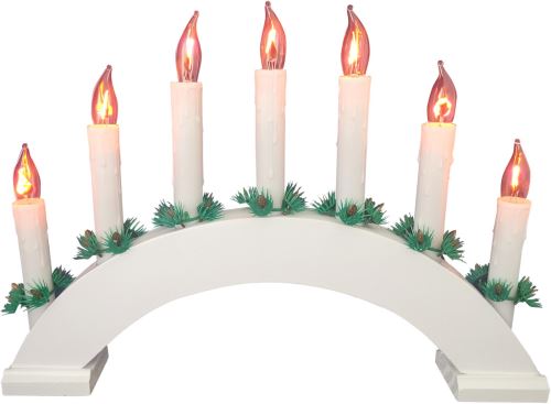Weihnachtskerzenhalter PLAMEN, 7 Kerzen, Farbe weiß, Bogen