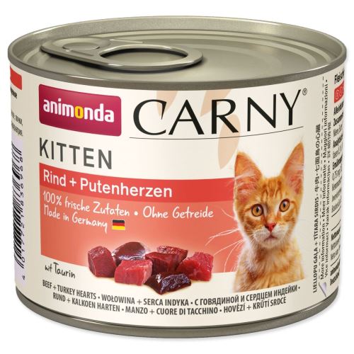 Carny Kitten Rindfleisch + Putenherzen in Dosen 200 g