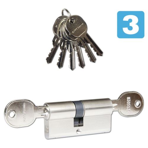 Zylindereinsatz 30+35 6 Ni-Schlüssel, 3. Sicherheitsklasse mit RICHTER-Durchgangskupplung