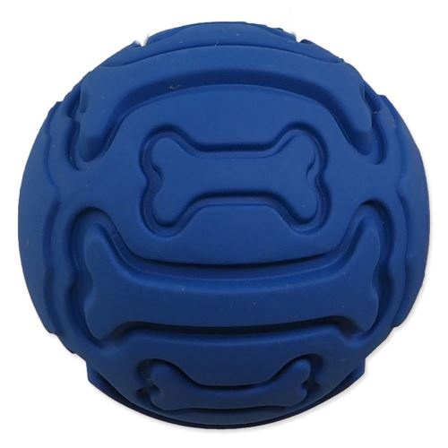 Ball DOG FANTASY Gummi quietschend blau - Knochenmuster 7,5 cm