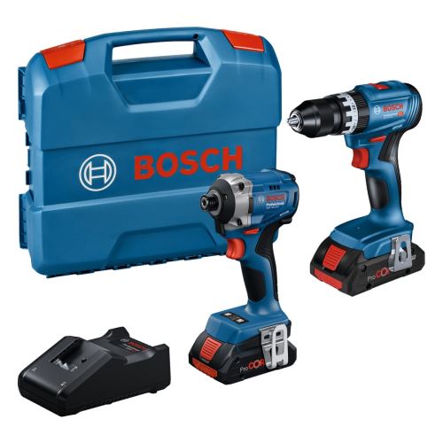 BOSCH Akku-Werkzeugset (GSB 18V-45 + GDR 18V-215, 2x ProCORE, 18V 4,0Ah, GAL 18V-40, Etui) 0615A50069