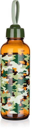 Trinkflasche 450ml MANON glas/PH HN,camouflage,mit Deckel