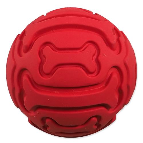 Ball DOG FANTASY Gummi quietschend rot - Knochenmuster 9 cm