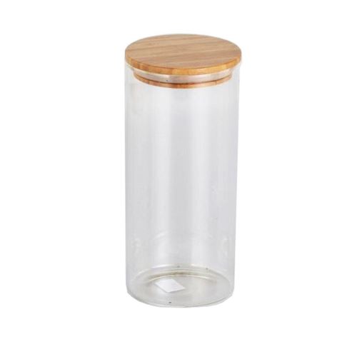 Runder 1,3-l-Glasbehälter + Bambusdeckel
